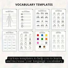 1pc 47-Page Language Learning Planner For Adults - Includes Vocabulary & Grammar Notebook, Weekly & Monthly Logs, Flashcards, Mind Map, And Writing Tips - Comprehensive Organizer For Language Education, Language Learning Planner | Weekly & Monthly Layout | Spiral Bindin School Supplies,Back To School - Multicolor - View 6