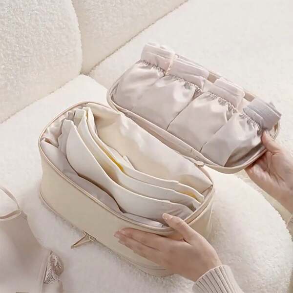 Storage Bag Travel And Business Trips 3-In-1 Women's Underwear Storage Bag, Small Item Pouch Handbag With Moisture-Proof Packaging, Featuring A Separate Compartment Design For Bras And Socks, A Must-Have For Luggage, Lightweight And Convenient For Protecting Underwear Essential