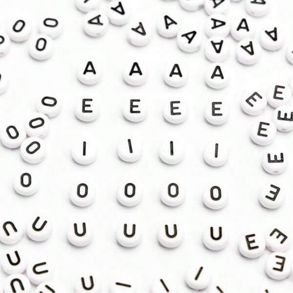 200Pcs Acrylic Letter Beads 7x4mm Alphabet Beads For Jewelry Making Vowel Letter A To Z Beads For Bracelets Making Necklaces DIY