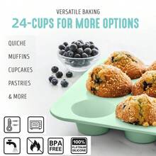 迷你硅胶纸杯蛋糕模具，迷你松饼模具 24 个硅胶模具，不粘迷你硅胶蛋挞模具，适用于纸杯蛋糕、迷你松饼、布朗尼 - 彩色 - 查看 5