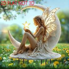 2d 平面非 3d 月亮湾仙女花园标志 - 亚克力花沸景观装饰，适用于庭院和草坪，完美的家居和花园装饰，花卉组合和创意生日礼物。 - 彩色 - 查看 6