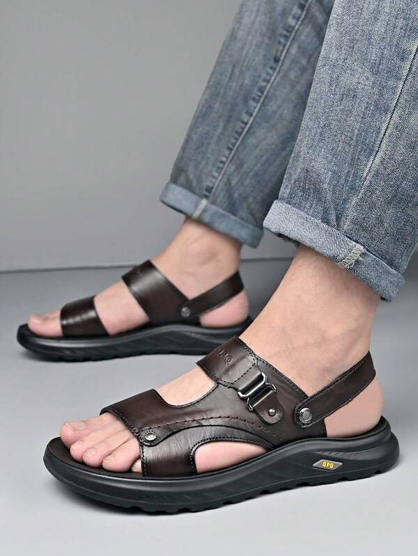 Herren Lässig Leder Sandalen, atmungsaktives Obermaterial mit leichter stoßabsorbierender komfortabler Sohle, mit verstellbarem Riemendesign für Sandalen- und Pantoffelverwandlung, geeignet für Sommer, Alltag, Lässig und Outdoor-Wassersportarten