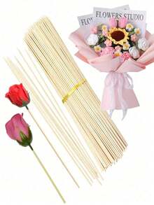 100件/80件/50件/40件/5件天然竹签，适用于户外烧烤、零食DIY、水果签、派对签、礼品制作、零食固定器，耐用且卫生，通用必需品 - 竹色 - 查看 2