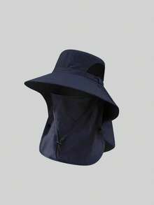 1pc Unisex Solid Color Sun Protection Neck Gaiter, Outdoor Fishing Hiking Wide Brim Sun Hat, Suitable For Daily Outing, Hiking, Camping, Fishing