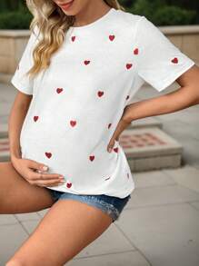 Heart Graphic Print Maternity Sports Activewear Top