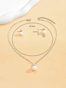Conjunto de 3 Peças de Joias Minimalistas na Moda Versátil para Transporte, Colar, Gargantilha e Brincos de Pérola Falsa para Mulheres