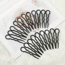 10pcs/Pack Black Plastic U-Shaped Hair Clips, Spiral Hair Braiding Clips For Women And Girls, Casual, Elegant, Bohemian Style, ABS Material Y2k Hair Combs Combs For Hair Side Comb