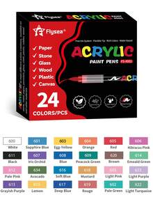 12/24/36/48/60/72/120/168pcs Acrylic Paint Markers, Assorted Colors Acrylic Marker Pens Set, Opaque Watercolor Brush Pens For Art Painting, Calligraphy, Scrapbooking, Hand Lettering, Card Making, Black Card Paper, Rocks, Christmas Decor, Wood, Plastic, Canvas,For School Supplies,Back To School - 彩色 - 查看 16