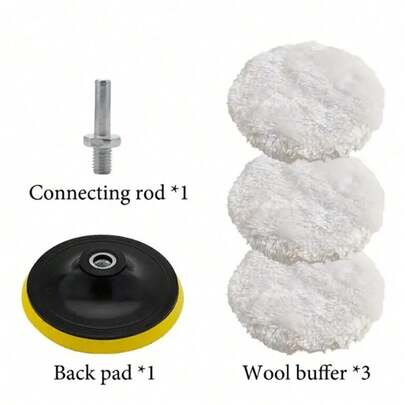 5 miếng đánh bóng tự dính 4/5/6 inch cho xe hơi, bộ đánh bóng, miếng đánh bóng bằng len để đánh bóng, rửa xe, chăm sóc thân xe