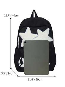 Mochila Clássica Masculina com Estampa de Estrela, Adequada para Escola, Vida Diária, Rua e Ao Ar Livre, Mochila Versátil de Grande Capacidade com Múltiplos Bolsos