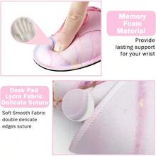 Large Mouse Pad Desk Dad, 4-In-1 Keyboard Wrist Rest Pad & Wrist Support Mouse Pad Set, Extended Desk Pad Waterproof Desk Home Office Study Game-Blue Marble - đá cẩm thạch hồng - Xem 3