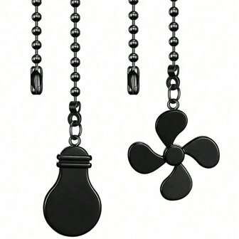 1 Set Ceiling Fan Zipper Pull, Bulb And Fan Pattern Zipper Extension, 12-Inch Ceiling Fan Chain Extender With Globe Fan Chain Connector, Four-Leaf Light Fixture Accessories