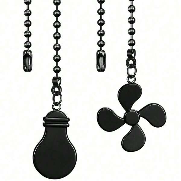 1 Set Ceiling Fan Zipper Pull, Bulb And Fan Pattern Zipper Extension, 12-Inch Ceiling Fan Chain Extender With Globe Fan Chain Connector, Four-Leaf Light Fixture Accessories