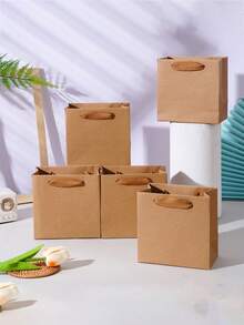 Paper Gift Bags With Handles, Simple Solid Square Durable Party Favor Bags, Suitable For Shopping, Bachelorette Party, Wedding, Bridal Shower, Engagement, Party Decorations, Birthday, Bridesmaid Gifts - White - View 4