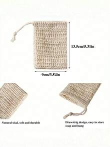 1/5/10 件可重复使用去角质香皂收纳袋、带抽绳的剑麻香皂袋、香皂收纳袋、用于起泡和干燥的打结沐浴香皂袋、身体磨砂膏、背部磨砂膏，用于去除角质污垢和死皮，身体清洁工具、浴室用品、浴室配件、家居浴室装饰夏季 - 米色 - 查看 6