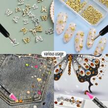 2 件磁性钢球鱼子酱指甲珠涂抹笔，4 件吸盘水钻拾取工具，带蜡笔拾取指甲宝石 DIY 工艺品珠宝装饰美甲用品，美甲 DIY 工具配件，美甲用品，美甲工具，美甲工具，返校，指甲，按压指甲的美甲工具