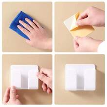 4个白色塑料壁挂式手机支架壁挂式收纳盒壁挂式手机支架遥控器支架底部带充电孔壁架 - 白色 - 查看 9