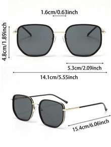 1 件方形金属框架时尚高端时尚眼镜，派对、度假、海滩户外装饰方形太阳镜 - 彩色 - 查看 6