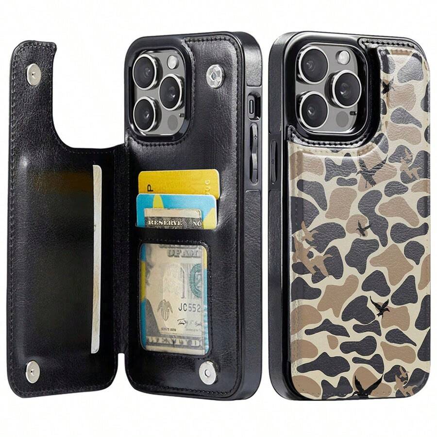 Duck Hunting Camo Print Element-Design Phone Case, Suitable For IPhone Models 16, 15, 14 Pro Max, 13, 12, 11, XR, XS Plus Phone Cases, Made Of TPU Silicone Material, Providing Shock And Drop Protection, With Drop Protection Function, And Has A Very Good Hand Feel. It Is The Most Suitable Gift For Family, Friends, And Loved Ones. - 黑色 - 查看 1