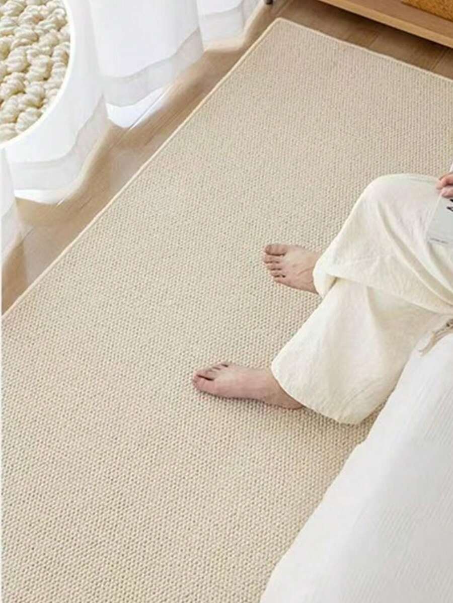 Faux Sisal Area Rug, Comfortable For Bedroom, Living Room, Study, Entryway, Dining Room, Laundry Room, Room Decor As Floor Mat, Non-Slip Absorbent Floor Mat Runner Rug, Washable & Non-Slip, Carpet For Living Room - Indoor All-Season Home Decor, Bedroom Rugs, Easy To Clean, Beige Bedside Rug Kithchen Rug, House Decor | Bedroom Decor - Beige - View 1