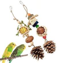 1pc/2pcs/3pcs Mixed Color Bird Chew Toys Maize Braid, Pine Cone, Rattan Ball, Cage Decor - Multicolor - View 10