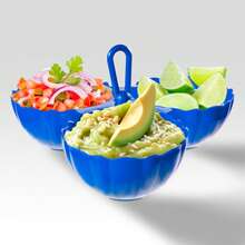 Salsera triple colores 250 ml 3 compartimentos plástico accesorios cocina mesa presentación para salsas aderezos snacks resistente fácil limpiar diseño práctico fiestas - Multicolor - Ver 8