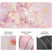 Large Mouse Pad Desk Dad, 4-In-1 Keyboard Wrist Rest Pad & Wrist Support Mouse Pad Set, Extended Desk Pad Waterproof Desk Home Office Study Game-Blue Marble - Đá cẩm thạch vàng hồng - Xem 4