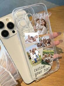 1pc Custom DIY Multi-Image Design Phone Case, TPU Transparent Phone Case, Custom Text Design, High Definition UV Print Phone Case, Provides Shock Protection For Your Phone, Compatible With IPhone Series, 16 Pro Max/16 Pro/15 Pro Max/14 Pro Max/13 Pro Max/13 Pro/15 Pro, A05/A04/A11/A24/A25/A26/A33/A12/A13/A14/A15/A52/A54/A55/S23 Ultra/S24 Ultra/A52s/13c/A15, Honor X6a/X7b/X8b/X6, Redmi, Fun Customized, Daily Use Or Memorial Gift