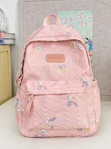 Esta mochila está muy orientada al diseño y está decorada con lazos. Según los diferentes usos de las mochilas, se dividen en mochilas para computadoras portátiles, mochilas deportivas, mochilas de moda, mochilas escolares, bolsas con correas, mochilas militares, bolsas de montañismo, etc.