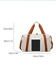 Bolsa de Viagem Multifuncional Unissex com Impressão de Letras em Cores Contrastantes, Grande Capacidade de Armazenamento de Roupas, Alça de Ombro Ajustável e Destacável, Adequada para Viagem, Férias, Esportes e Fitness, Acessórios Escolares