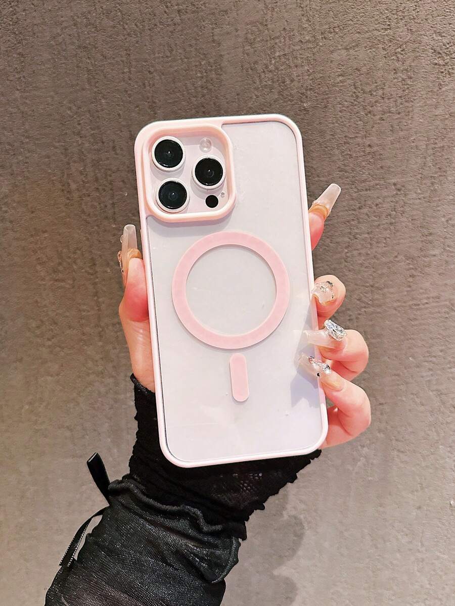 1 件优雅简约透明磨砂磁性保护手机壳，时尚透明全覆盖手机保护膜，简约大孔设计，高品质极简主义，磨砂外部防指纹，高品质全向镜头保护耐用保护壳，粉色经典系列兼容 15pro/15 Plus/15 Promax/7plus/8plus/X/Xs Max/Xr/11pro/12pro/13pro/14pro 防水防震防摔防刮 - 粉色 - 查看 1