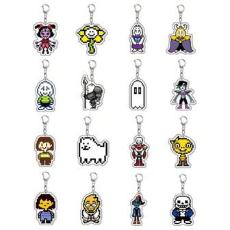 1pc UNDERTALE Keychain - Undertale Keychain - Sans - Frisk - Papyrus - Game Peripheral - Pixel Keychain - Backpack Pendant - Desktop Decor - Holiday/Birthday Gift - Halloween Gift - Christmas Gift - Gift - Toy - Toys - Games