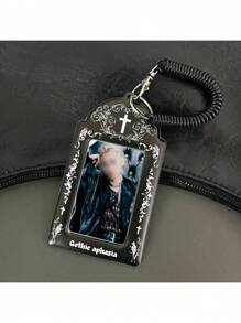 1pc Cross Dark Horror Gothic Style Card Holder, 3 To 3.5 Inch Small Card Storage Card Holder, Suitable For Anime Peripheral Small Card Star Album Small Card Student ID Storage Protection Back To School