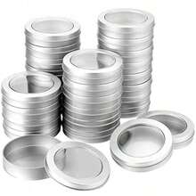 4 Oz Metal Tin Cans Round Tin Containers Empty Cans With Clear Top Lid Spice For Kitchen Office Candles Candies And Gifts Holding 24 Pieces - Clear - View 1