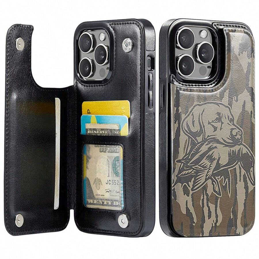 Camouflage Dog Hunting Ducks Element-Design Phone Case, Suitable For IPhone Models 16, 15, 14 Pro Max, 13, 12, 11, XR, XS Plus Phone Cases, Made Of TPU Silicone Material, Providing Shock And Drop Protection, With Drop Protection Function, And Has A Very Good Hand Feel. It Is The Most Suitable Gift For Family, Friends, And Loved Ones. - LB22 màu đen - Xem 1