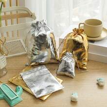 10/20/50 件金色/银色抽绳布袋，金色/银色珠宝袋，珠宝礼品袋，珠子礼品袋，生日派对，婚礼，万圣节，圣诞节，情人节，感恩节礼物 - 彩色 - 查看 11