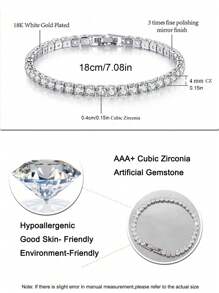 1 Pc Elegant Shinning Tennis Round CZ Chain Bracelet For Gril Crystal Friendship Bracelet Festivals Wedding Engagement Anniversary Party Gift