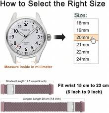 Correa de Reloj de Nylon Trenzado de 22mm para Hombres y Mujeres, Liberación Rápida, Hebilla de Acero Inoxidable Negra (Azul) - Woodrose (hebilla plateada) - Ver 4
