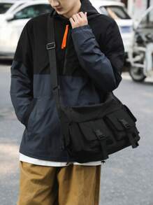 Japanese Style New Simple Men Messenger Bag Large Capacity Waterproof Student Campus Backpack Shoulder Bag Casual Daily Commute Bag School Bag Side Bag