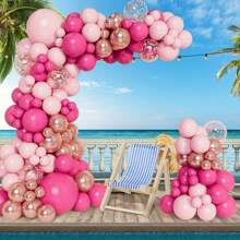 97pcs Rose Red, Pink & Gold Confetti Latex Balloons, Perfect For 1st Birthday Decoration, Gender Reveal, Baby Shower, Party Decoration, Anniversary Wedding Bride Gift, Home Decor, Wall Photo Backdrop, Decorative Balloon Garland Arch Kit