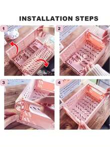 1pc Mini/Large Foldable Plastic Storage Basket, Desktop Collapsible Storage Box, Student Stationery Organizer Shelf, Small Item & Cosmetic Storage Basket, Stackable