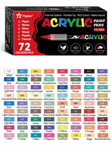12/24/36/48/60/72/120/168/240pcs Set Acrylic Marker Pens, Acrylic Marker Brush Tip Mixed Color Set, Opaque Watercolor Pens For Art Students DIY, Suitable For Rock Painting, Calligraphy, Scrapbooking, Handwriting, Card Making, Black Card Paper, Stone Painting, Christmas Decoration, Wood, Plastic, Canvas