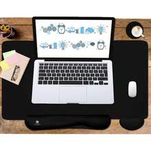 Large Mouse Pad Desk Dad, 4-In-1 Keyboard Wrist Rest Pad & Wrist Support Mouse Pad Set, Extended Desk Pad Waterproof Desk Home Office Study Game-Blue Marble - Black - View 2