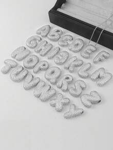 1pc Luxury Initial Charm Letter Star Hailey Style Full Cubic Zirconia A-Z English Letter Thick Bubble Round Pendant Fashion Hip Hop Unisex Gold Plated Brass Necklace Jewelry Party Gift - Necklace - View 8