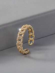1pc Twisted Copper Micro-Inlaid Fashion Ring, Stylish & Versatile Delicate Accessory For Women