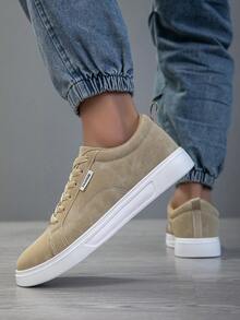 2025新款男士运动鞋、男士时尚休闲鞋、系带男鞋、滑板鞋、男士运动鞋、个性化街头男鞋 - 卡其色 - 查看 5