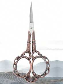 1 件不锈钢镂空梅花图案迷你剪刀，复古风格，适合刺绣、茶道