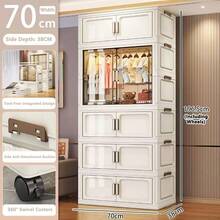 5/4/3/2/1 couche Armoire pliante sans installation, Armoire de rangement renforcée, Armoire à vêtements pour la maison, la chambre, bébé/enfants - Multicolore - Voir 22
