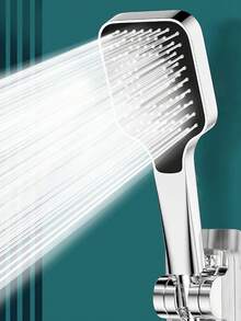 Tatukiko 3件套，高压手持花洒，3种喷淋模式，配1.5米花洒软管和粘性支架，浴室配件，浴室工具 - 銀色 - 查看 2