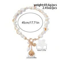 1 pièce Ensemble de collier pendentif en alliage de coquillage et étoile de mer, chaîne de clavicule de décoration de plage décontractée